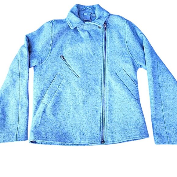 NEW Asos Grey Warm Felt Moto Biker Assymetrical Zip Jacket Ladies US Sz 4 NWT - Picture 2 of 11